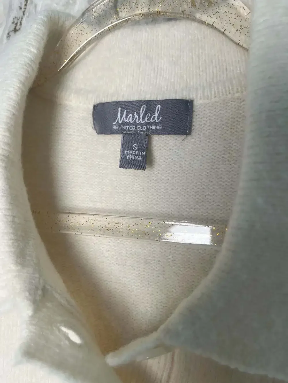 Marled Reunited Clothing Cream Collared Knit Sweater Vest